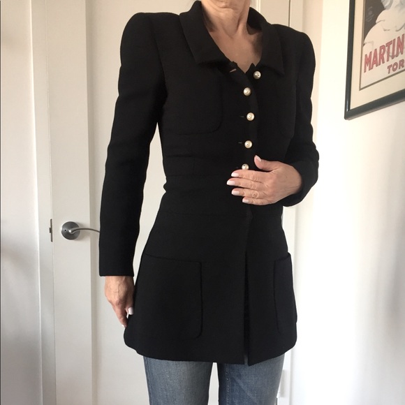 CHANEL Jackets & Blazers - CHANEL Vintage Authentic Black Jacket Pearl Buttons